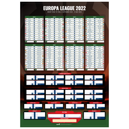 Europa League A1 Wall Chart 2022/2023 Season Football Ground Map